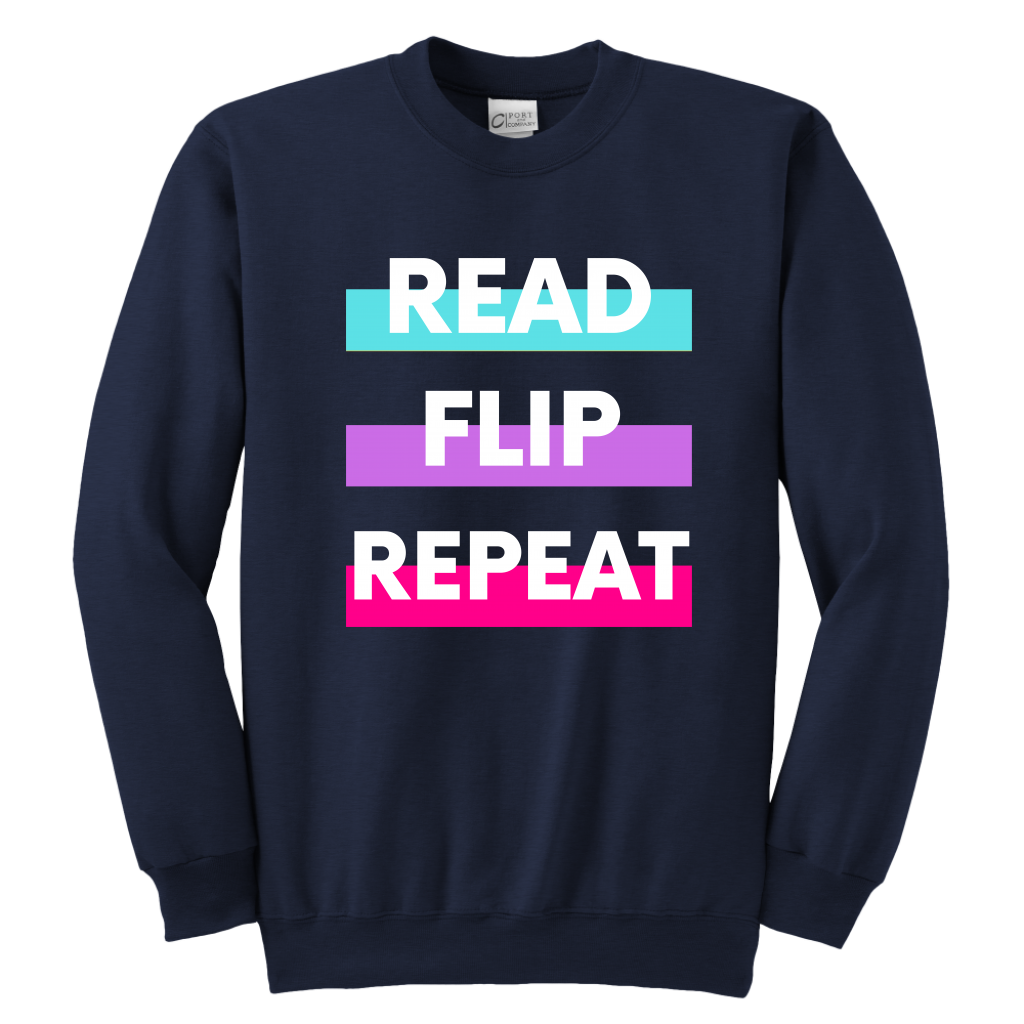 Read Flip Repeat Crewneck Sweatshirt Kids & Youth - MONLANE