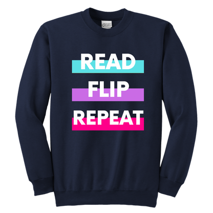 Read Flip Repeat Crewneck Sweatshirt Kids & Youth - MONLANE