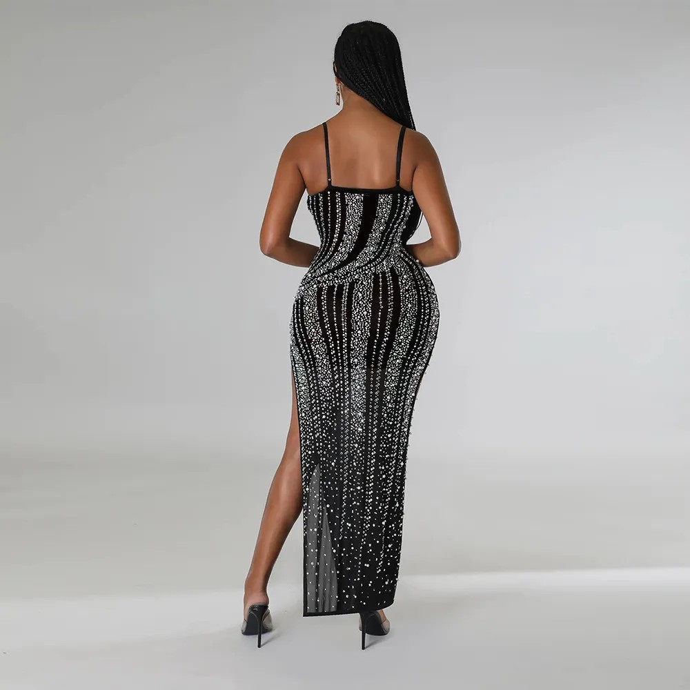 Sexy Sling Split Hot Diamond Dress