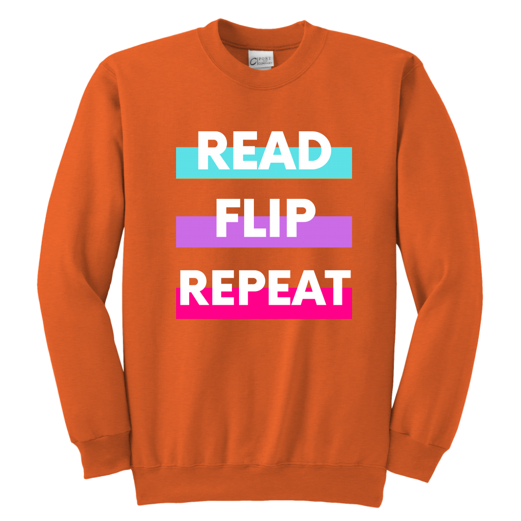Read Flip Repeat Crewneck Sweatshirt Kids & Youth - MONLANE