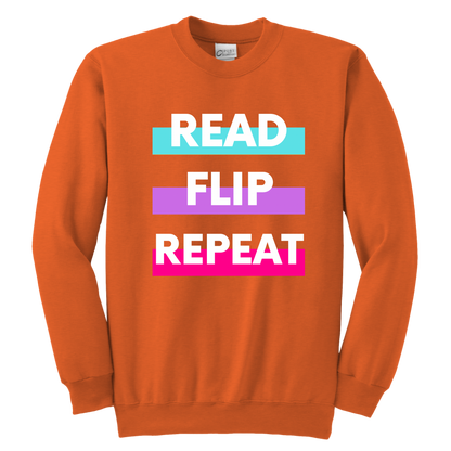 Read Flip Repeat Crewneck Sweatshirt Kids & Youth - MONLANE