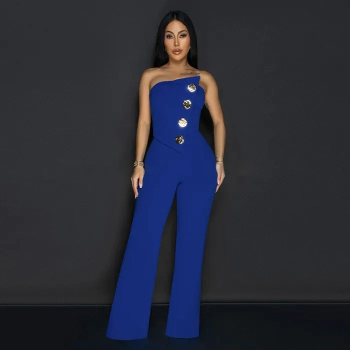 Strapless loose wide leg jumpsuit