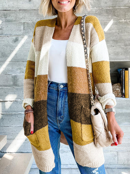 Color Block Dropped Shoulder Cardigan - MONLANE
